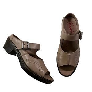 Klogs Tan Leather Sandal Sz 10 Slip On Boho Lagenlook Forest Fairy Y2K